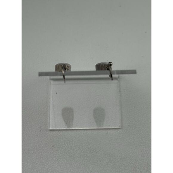 ATI Sterling Silver Pierced Hook Earrings Resin Blue Flowers - Picture 10 of 11